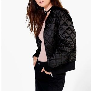 Boohoo Black Bomber Jacket (Size Medium)